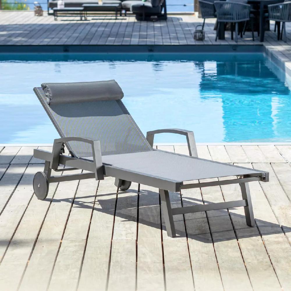 eminza Transat en aluminium Pirae Gris anthracite