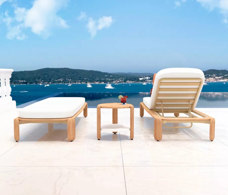 Eminza Transat En Bois Teck Java Ecru