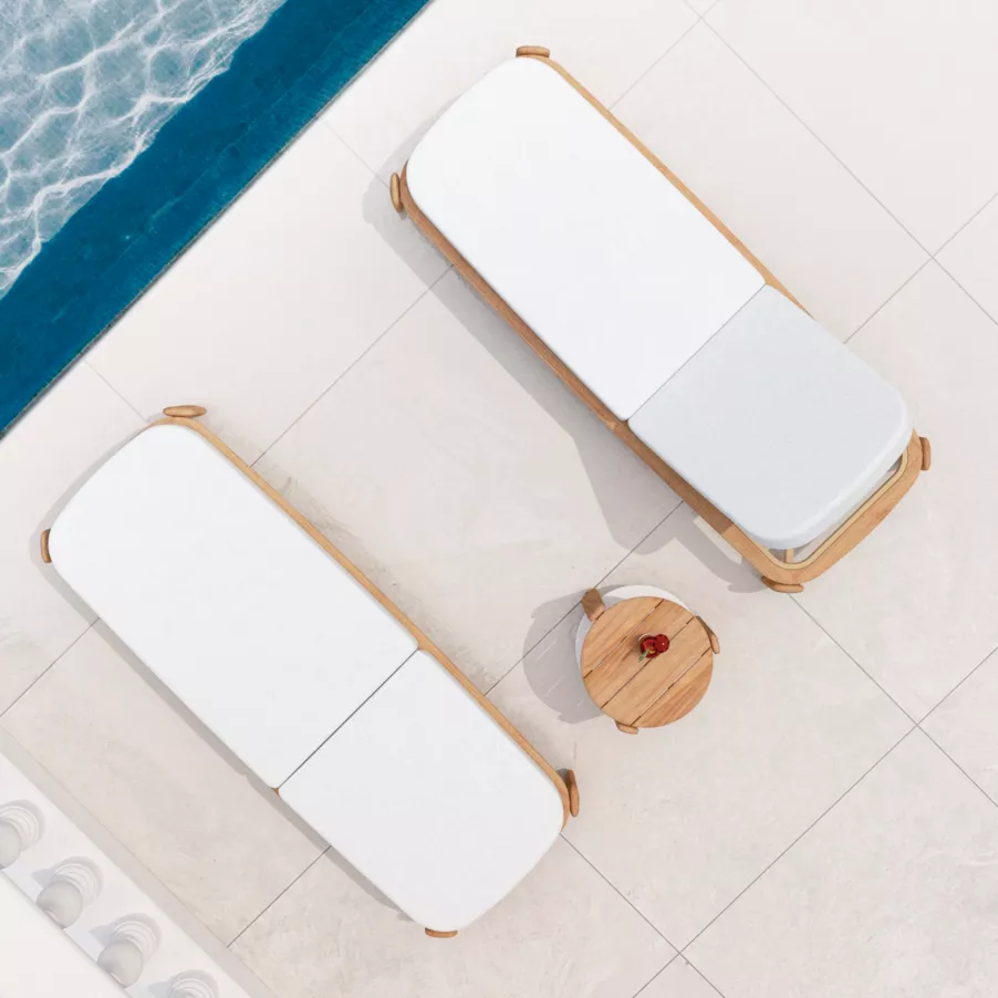 Eminza Transat En Bois Teck Java Ecru