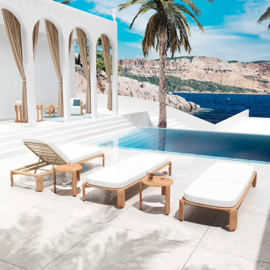 Eminza Transat En Bois Teck Java Ecru