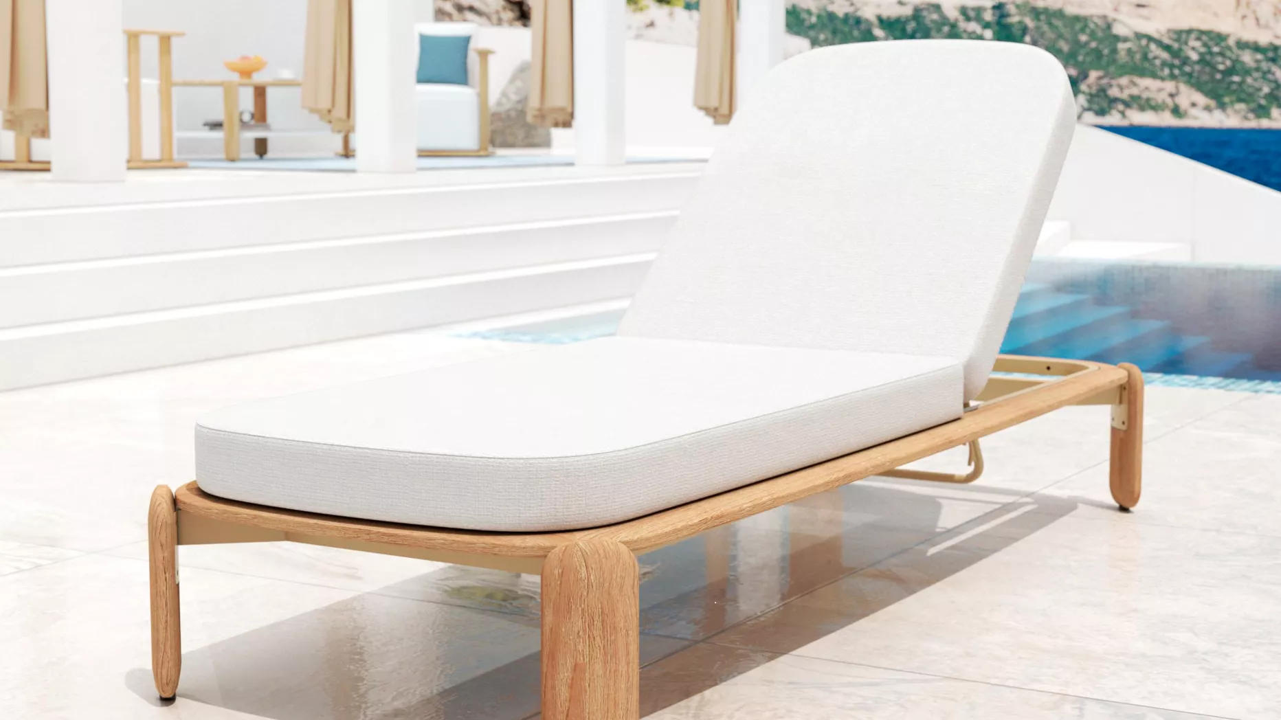 eminza Transat en bois teck Java Ecru