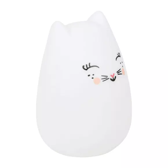 Eminza Veilleuse LED Enfant (H12 Cm) Chat Blanche