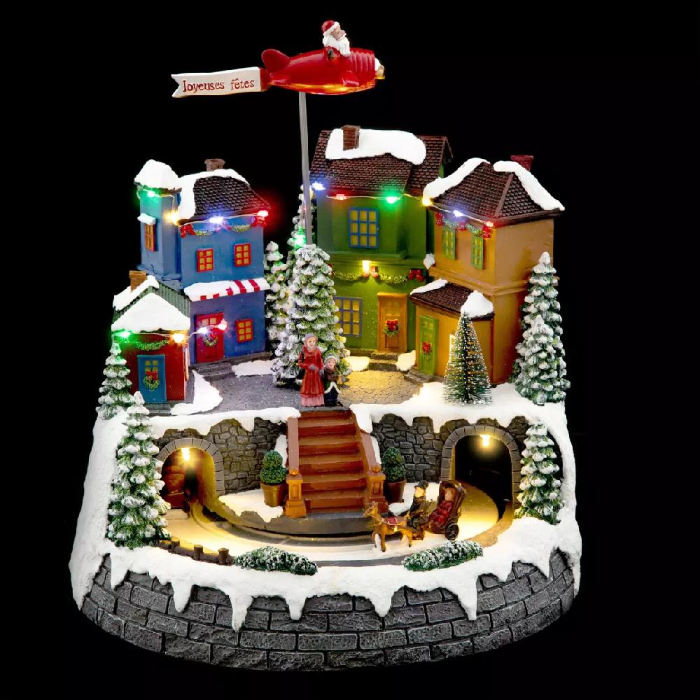 eminza Village de Noël lumineux Avion du Père Noël
