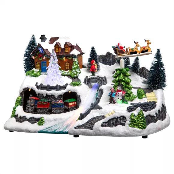 Eminza Village De Noël Lumineux Train Des Neiges