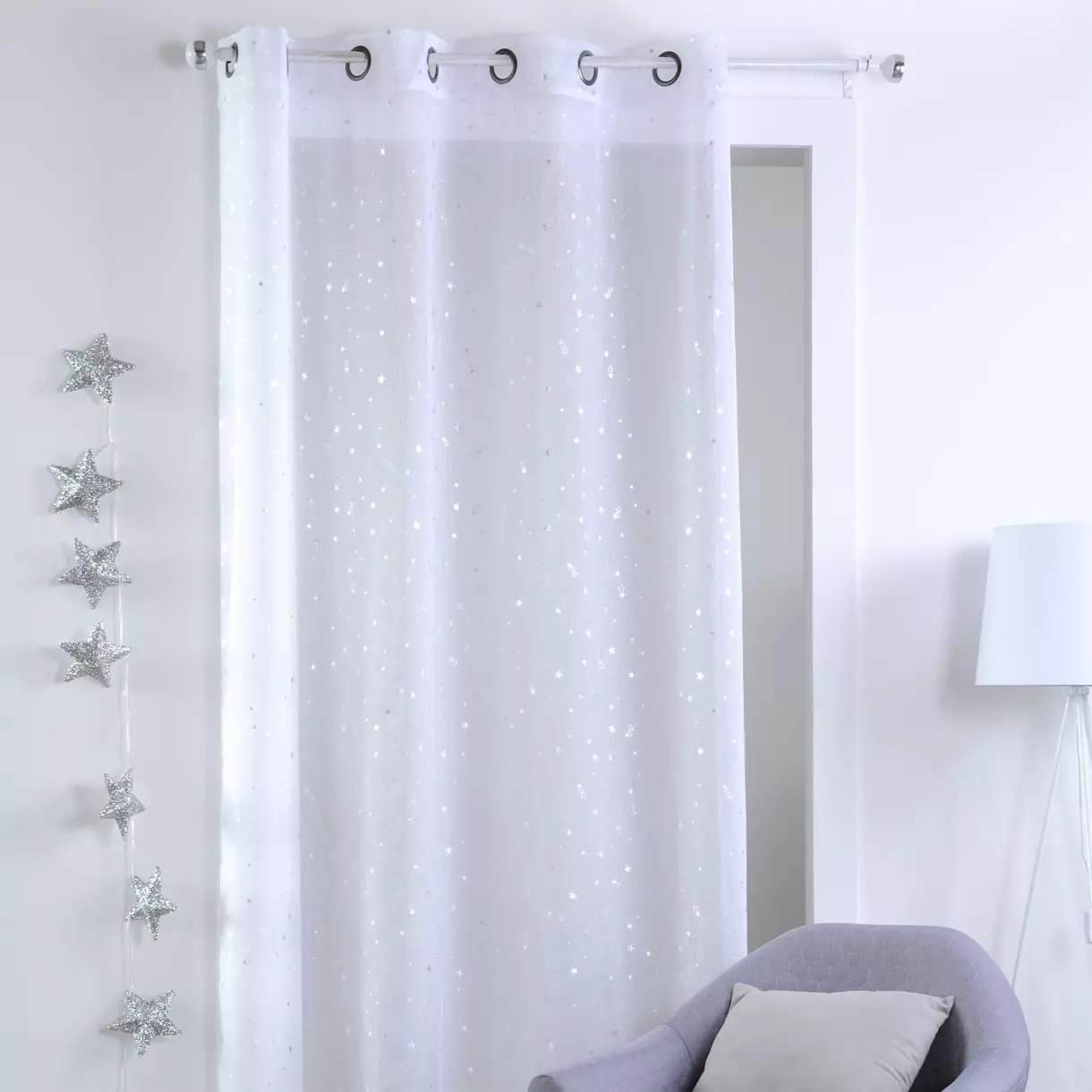 eminza Voilage enfant (140 x 260 cm) Sterne Blanc