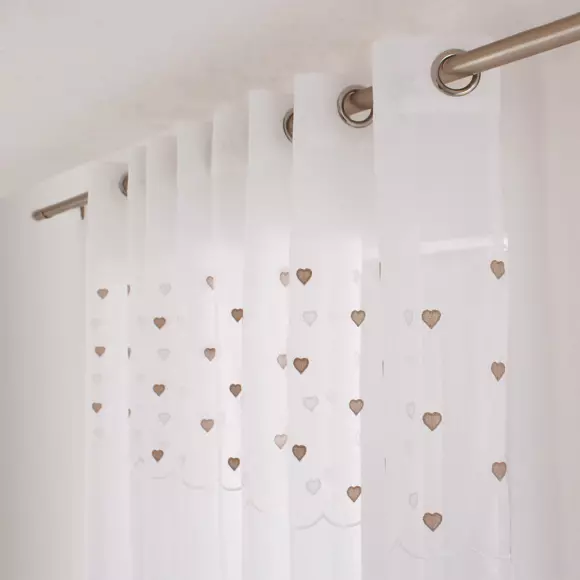 Eminza Voilage œillets (140 X 240 Cm) Coeurs Beige