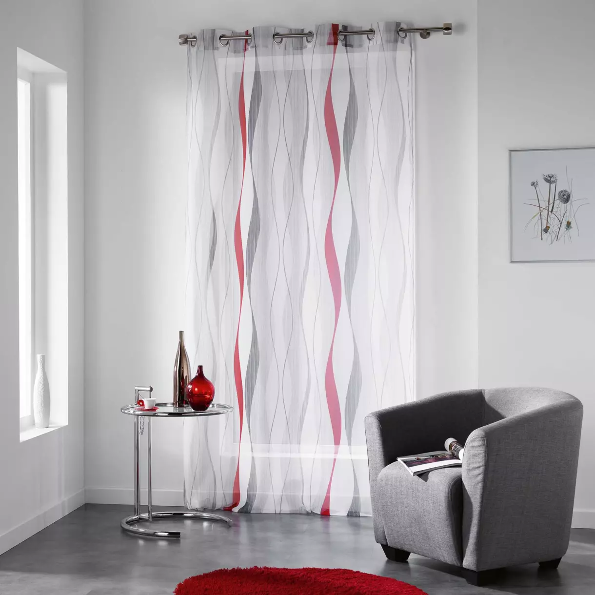 eminza Voilage œillets (140 x 240 cm) Ondulys Rouge