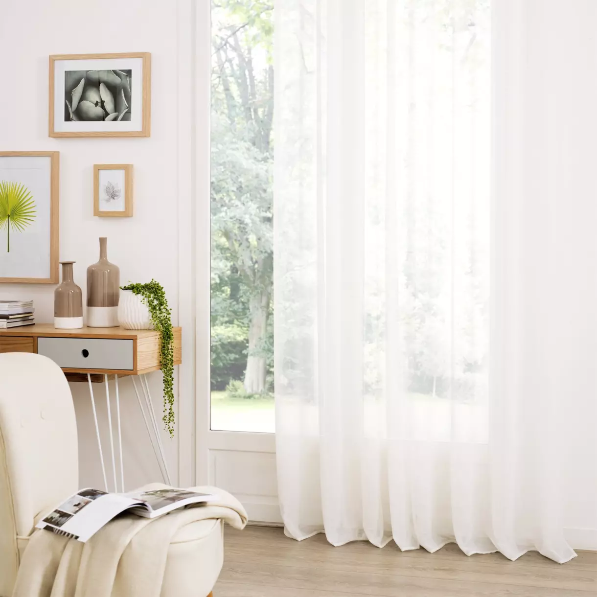 eminza Voilage oeillets (140 x 260 cm) Etamine Blanc