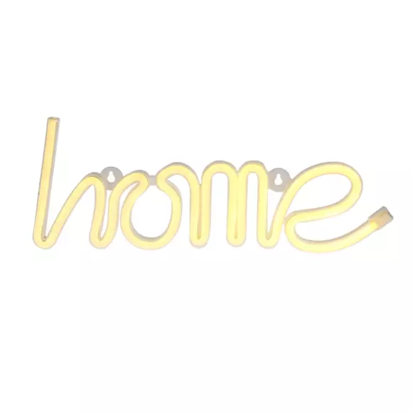 Eminza Enseigne Lumineuse Néon à Piles (H13 Cm) Home Blanc