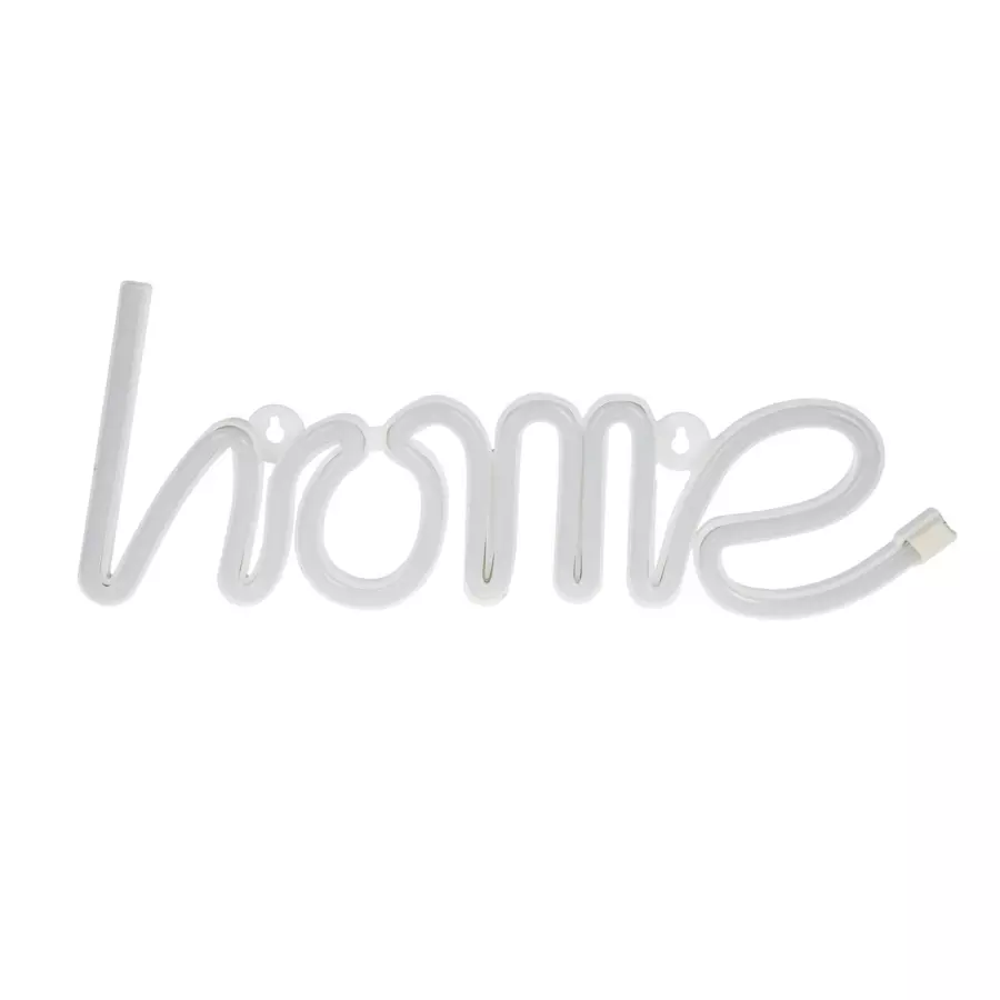 Eminza Enseigne Lumineuse Néon à Piles (H13 Cm) Home Blanc