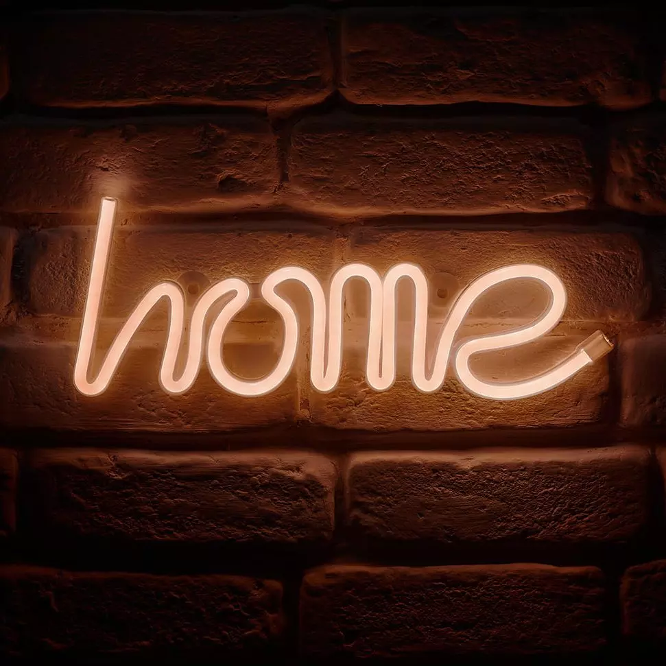 eminza Enseigne lumineuse néon à piles (H13 cm) Home Blanc