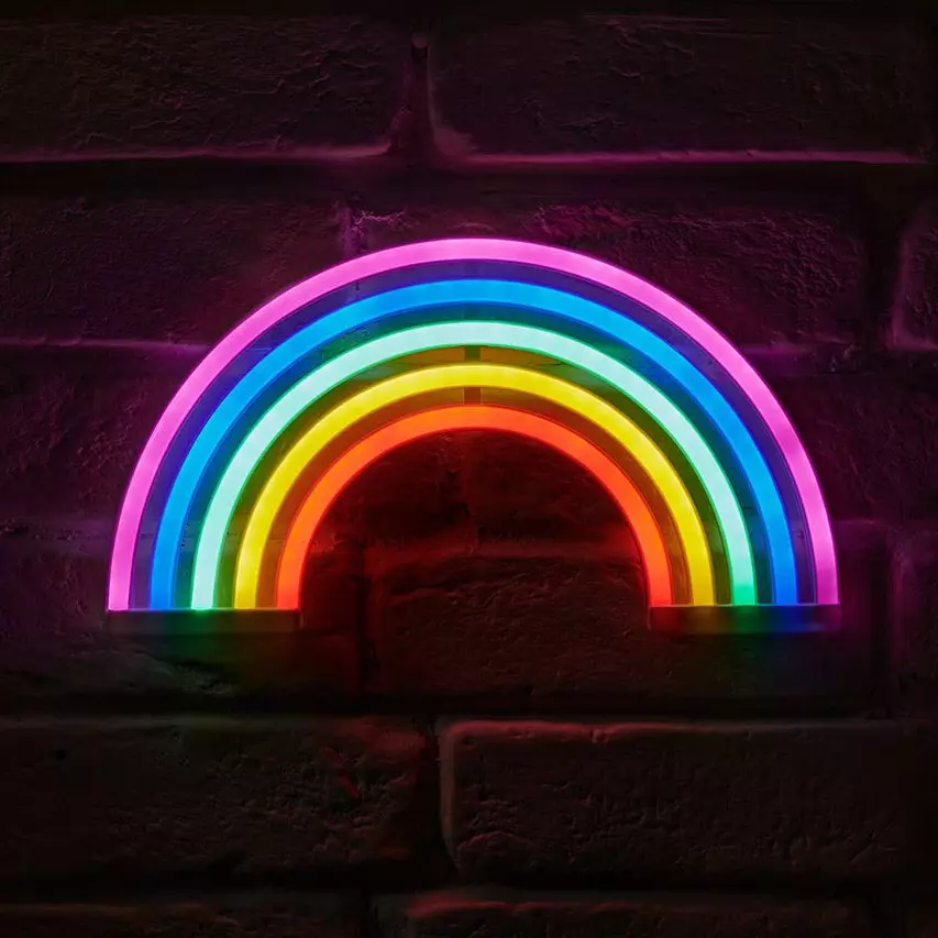 eminza Enseigne lumineuse néon à piles (H16 cm) Arc en Ciel Multicolore