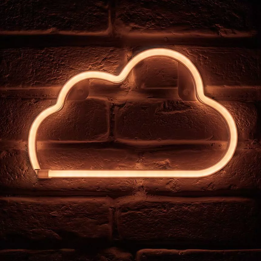 eminza Enseigne lumineuse néon à piles (H18 7 cm) Nuage Blanc