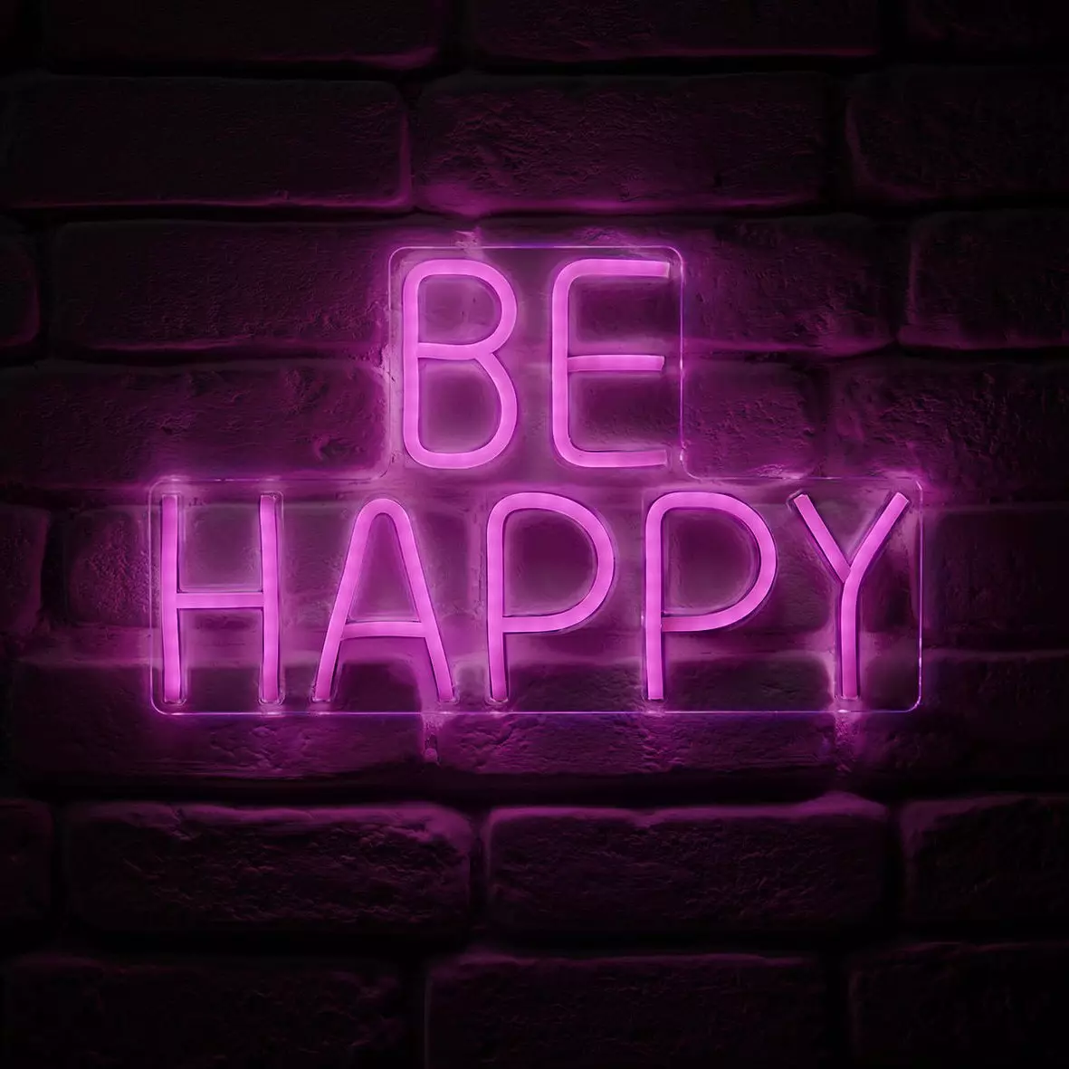 eminza Enseigne lumineuse néon (H23 5 cm) Be Happy Rose