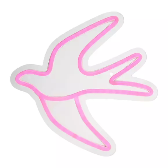 Eminza Enseigne Lumineuse Néon (H24 5 Cm) Hirondelle Rose