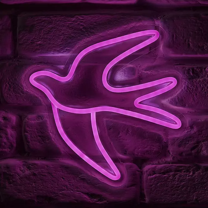 eminza Enseigne lumineuse néon (H24 5 cm) Hirondelle Rose
