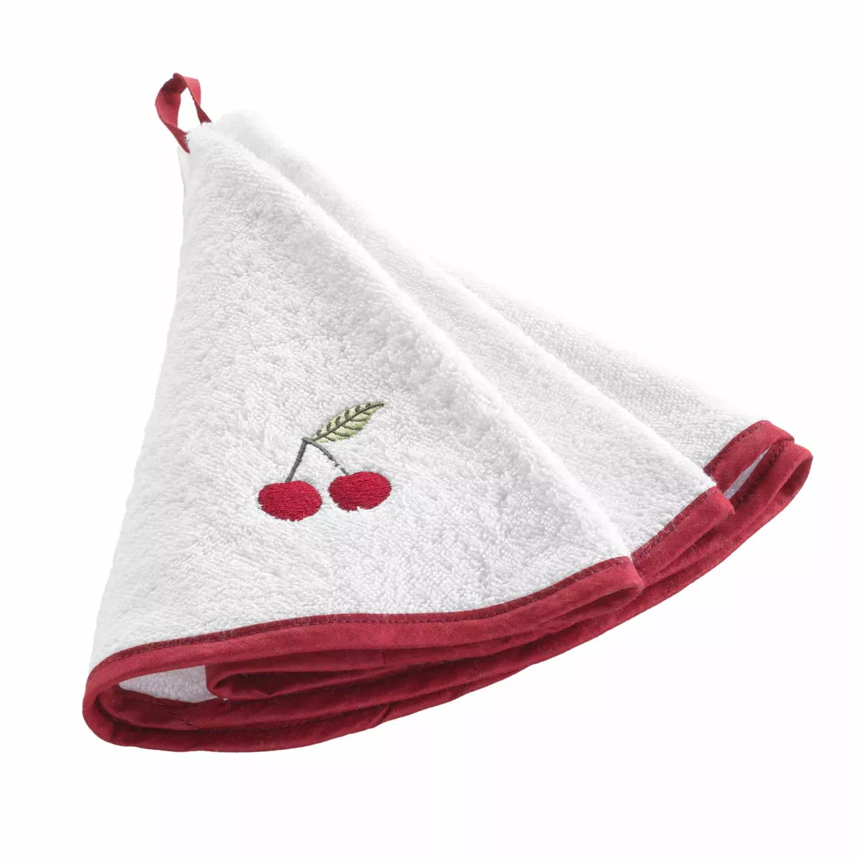 eminza Essuie-main rond coton (60 cm) Cerisette Rouge