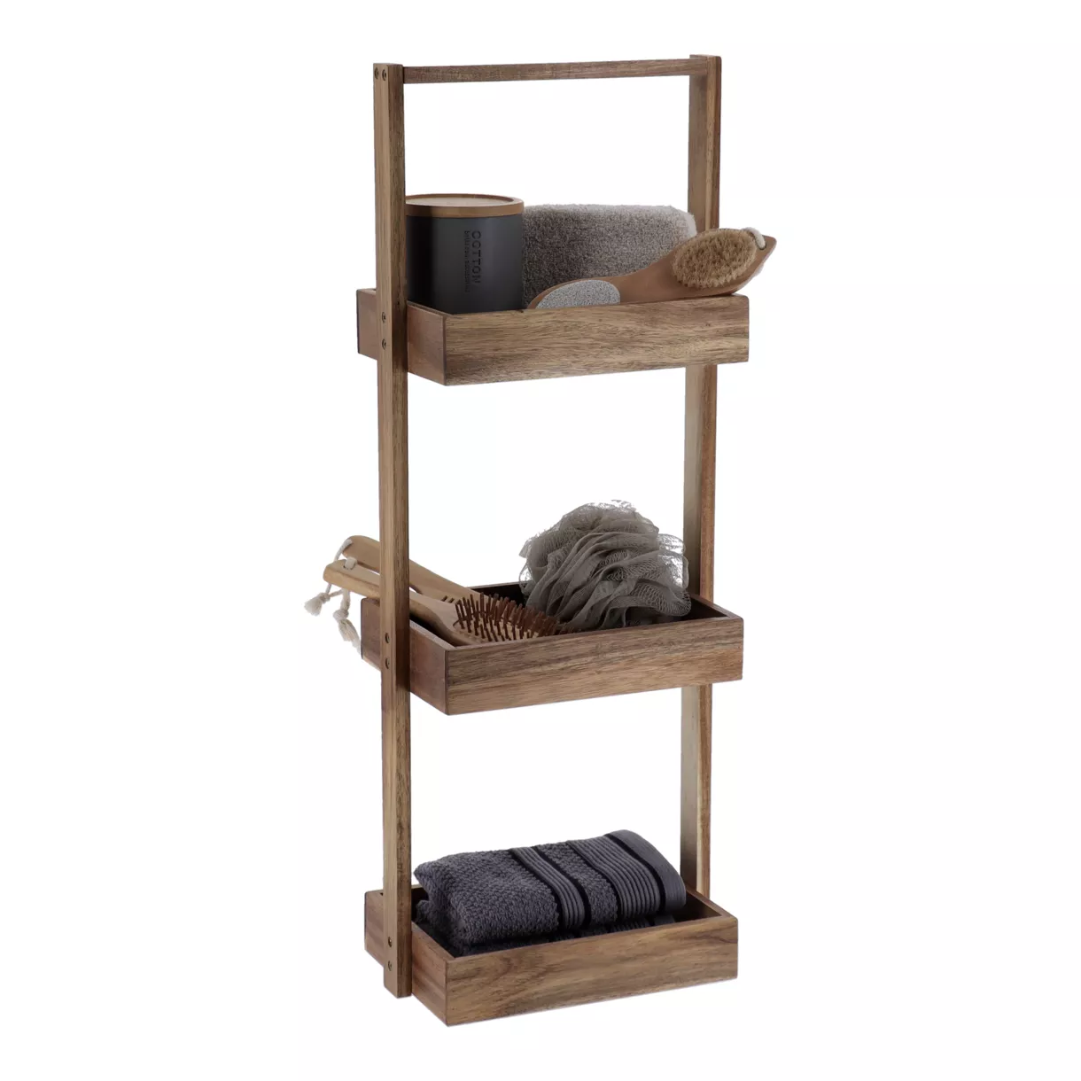 eminza Etagère 3 niveaux bois d'acacia (H70 cm) Lina marron