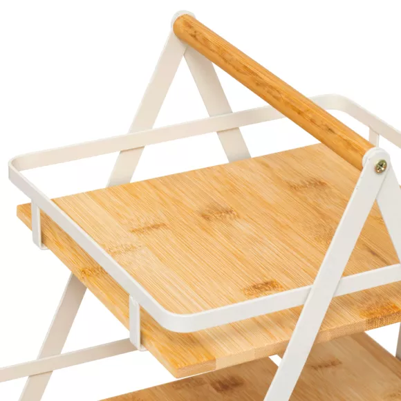 Eminza Etagère Cuisine Bois 2 Niveaux Anse (H29 Cm) Ordera Blanche