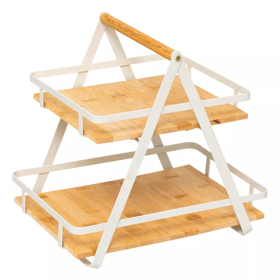 Eminza Etagère Cuisine Bois 2 Niveaux Anse (H29 Cm) Ordera Blanche