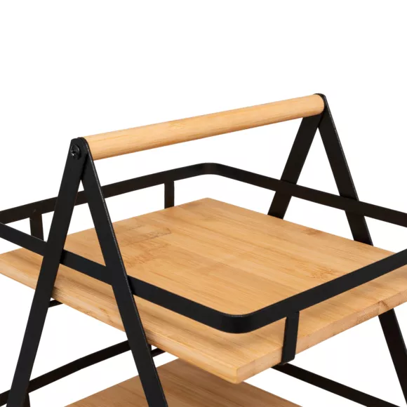 Eminza Etagère Cuisine Bois 2 Niveaux Anse (H29 Cm) Ordera Noire