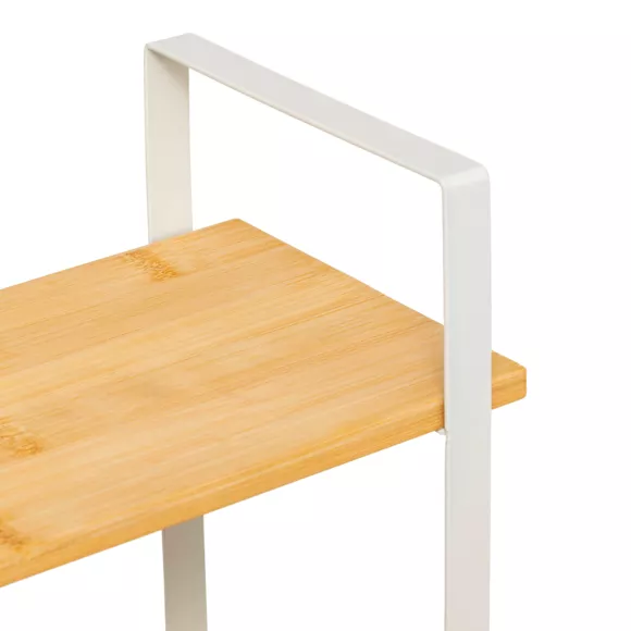 Eminza Etagère Cuisine Bois 2 Niveaux Bac (H30 Cm) Ordera Blanche
