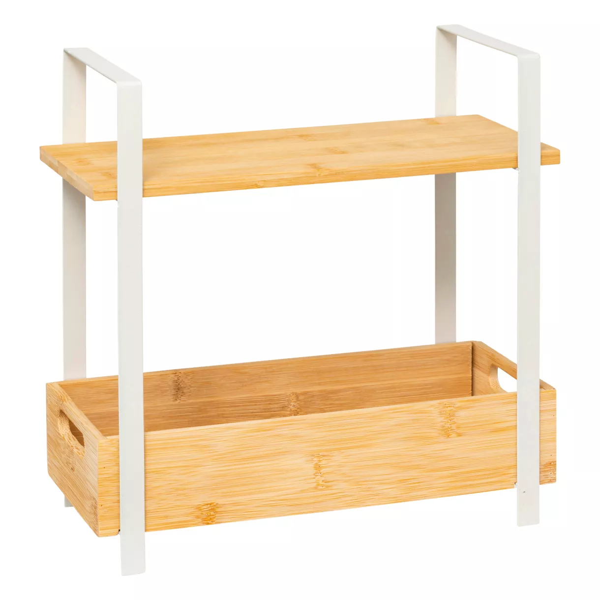 eminza Etagère cuisine bois 2 niveaux bac (H30 cm) Ordera Blanche