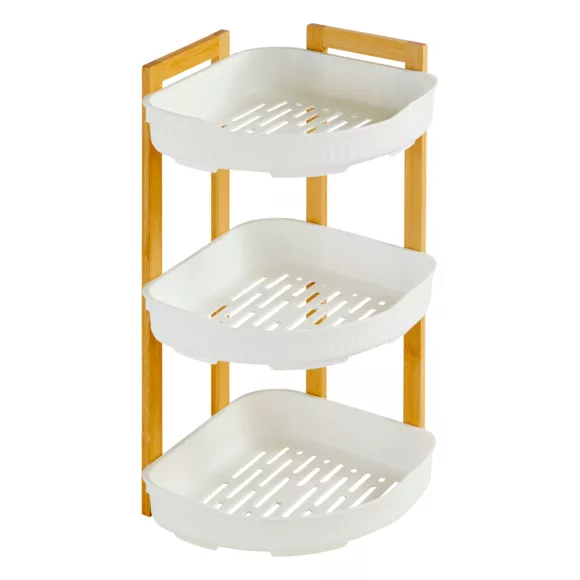 Eminza Etagère D'angle Salle De Bain 3 Niveaux (H45 Cm) Natureo Blanc