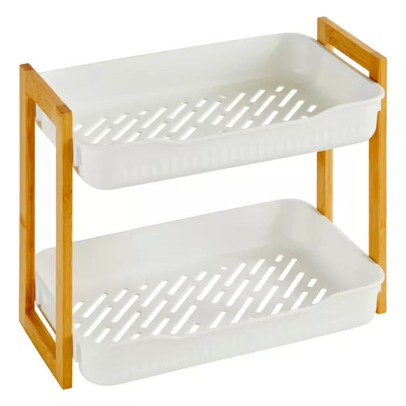 Eminza Etagère De Salle De Bain 2 Niveaux (H35 Cm) Natureo Blanc