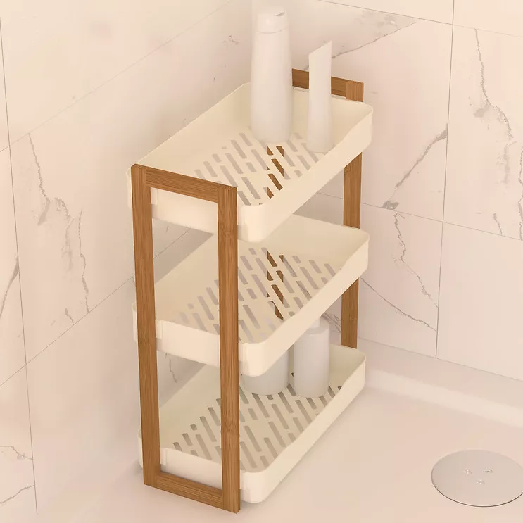 eminza Etagère de salle de bain 3 niveaux (H45 cm) Natureo Blanc