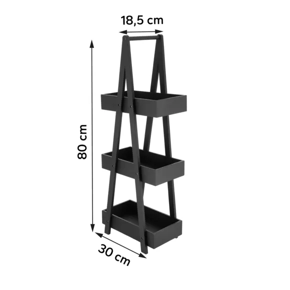 Eminza Etagère En Bambou 3 Niveaux (H80 Cm) Pyramide Noir