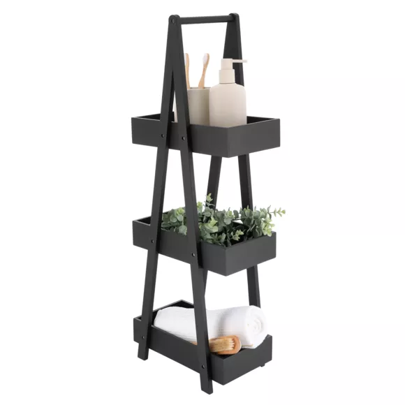 Eminza Etagère En Bambou 3 Niveaux (H80 Cm) Pyramide Noir