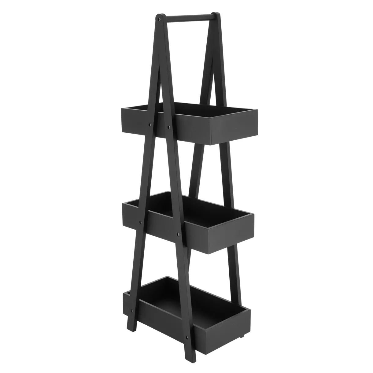 eminza Etagère en bambou 3 niveaux (H80 cm) Pyramide Noir