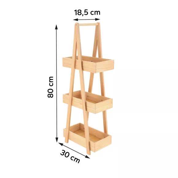 Eminza Etagère En Bois 3 Niveaux (H80 Cm) Pyramide Naturel