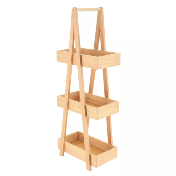 Eminza Etagère En Bois 3 Niveaux (H80 Cm) Pyramide Naturel