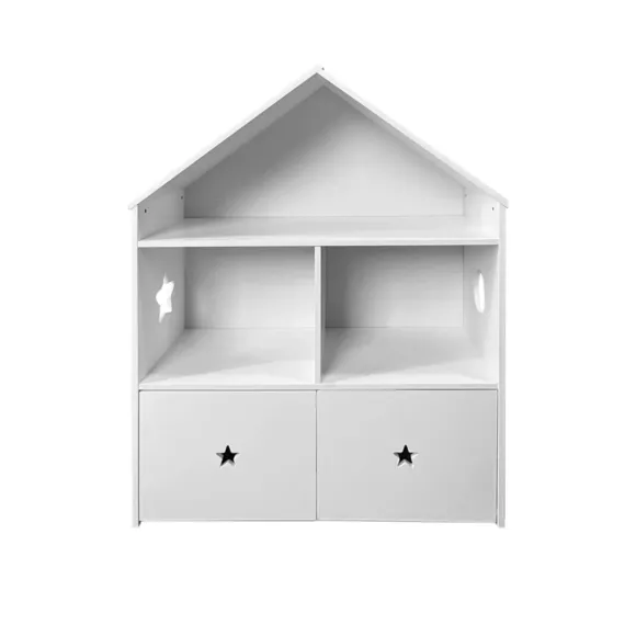 Eminza Etagère Enfant Bois 3 Niveaux (H97 Cm) Stars Blanc