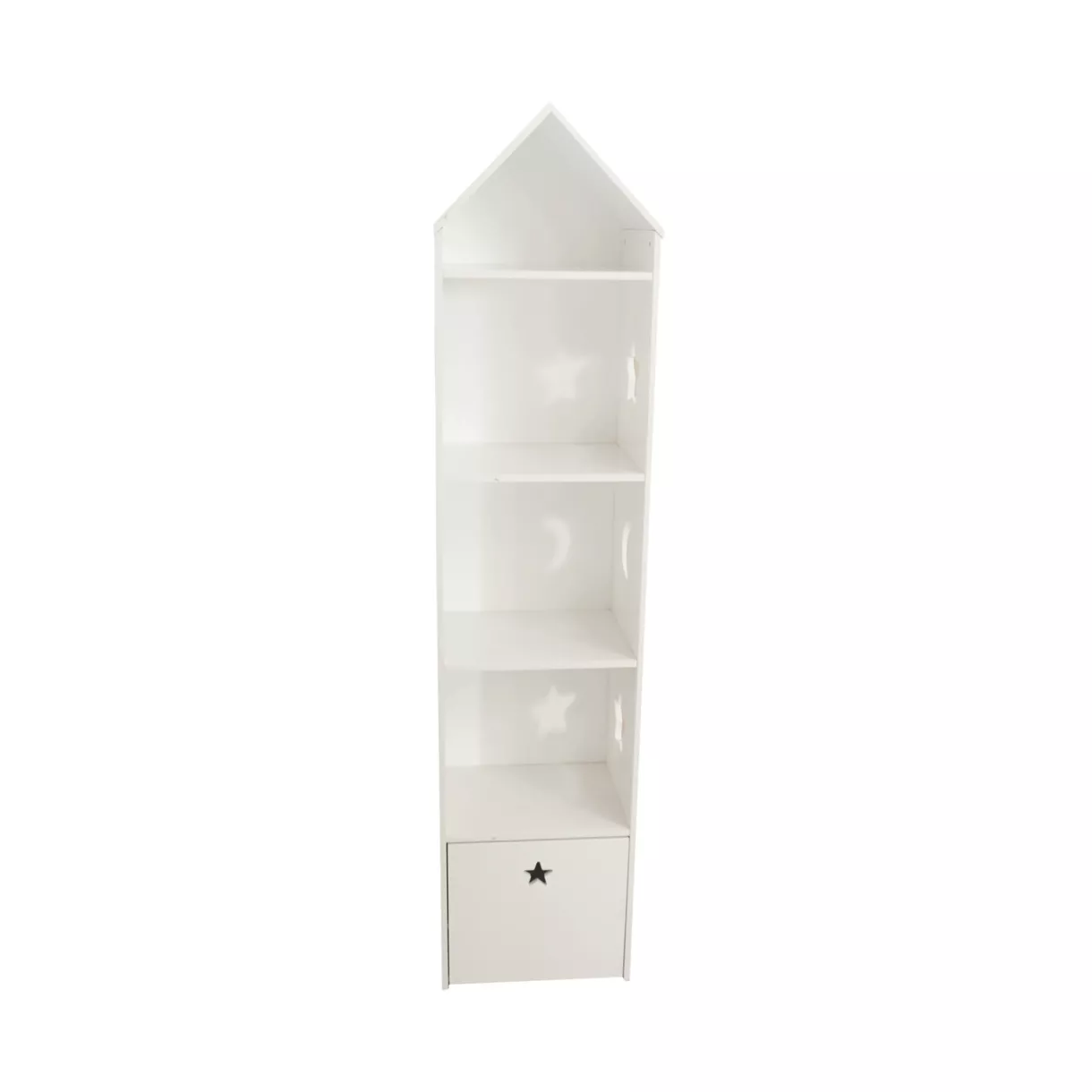 eminza Etagère enfant bois 4 niveaux (H154 cm) Stars Blanc