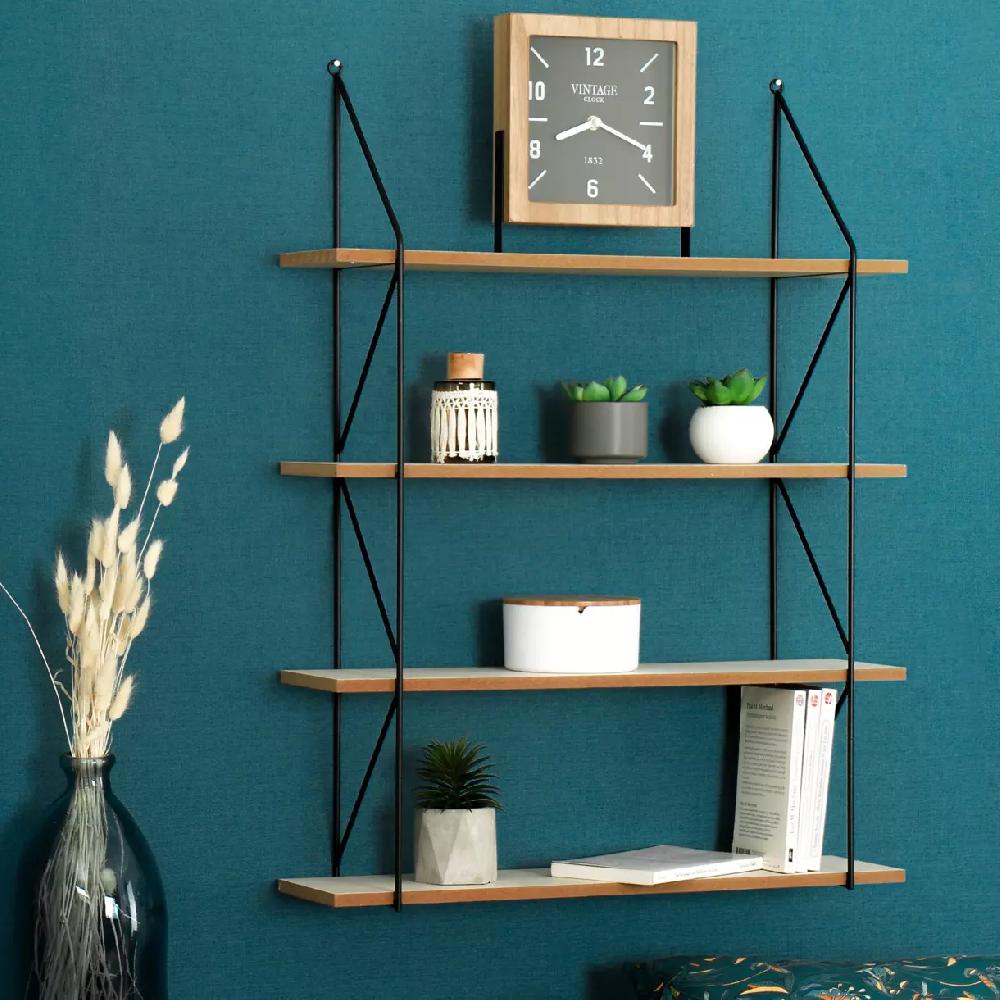 eminza Etagère murale 4 niveaux (60 x H80 cm) Iris Noir