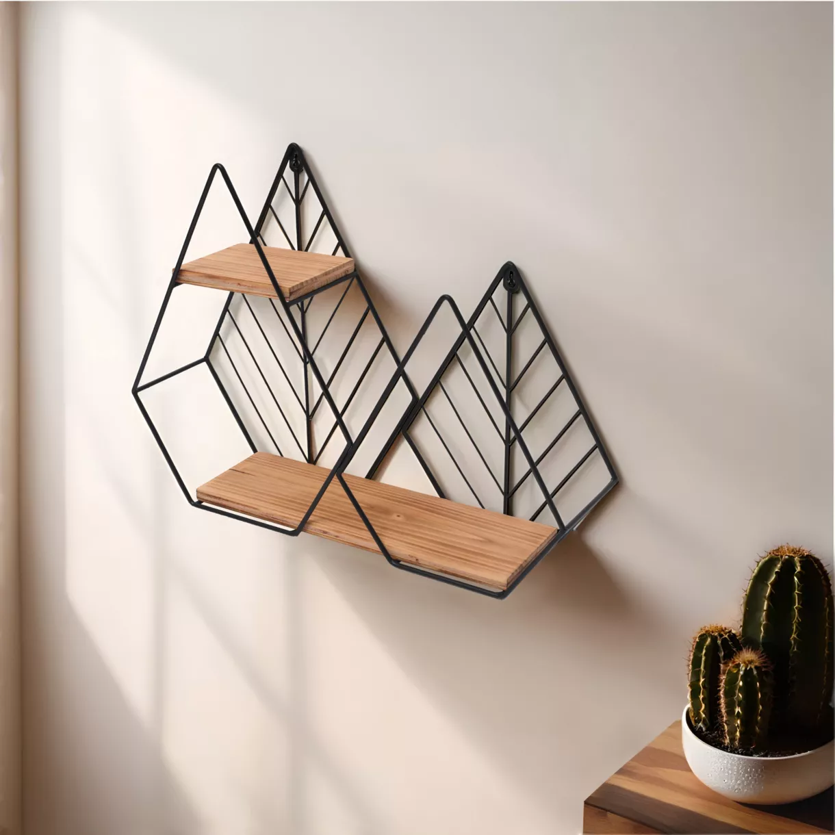 eminza Etagère murale en bois et métal (48 x H36 cm) Urban Loft Noir
