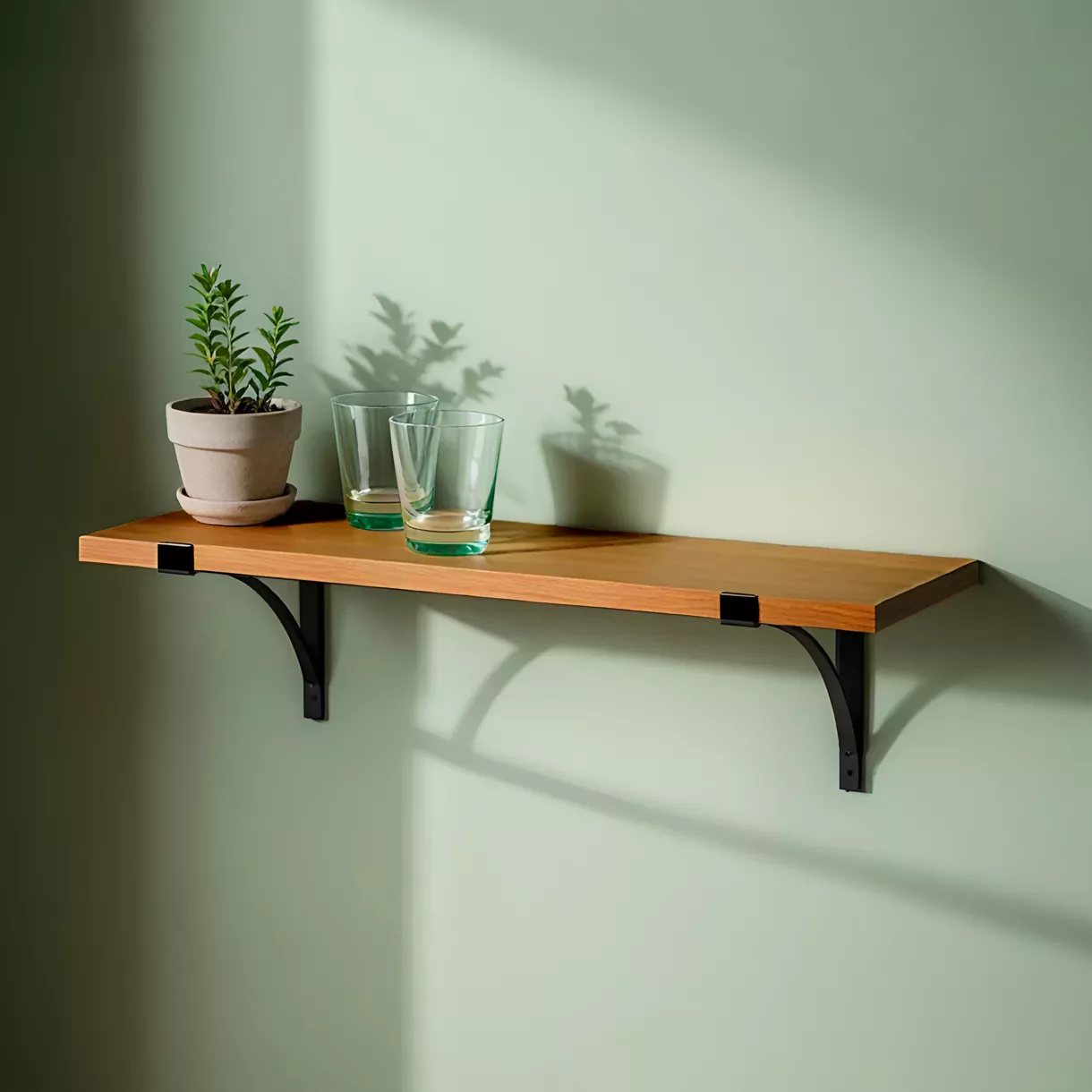 eminza Etagère murale en bois et métal (60 cm) Factory Noir et naturel