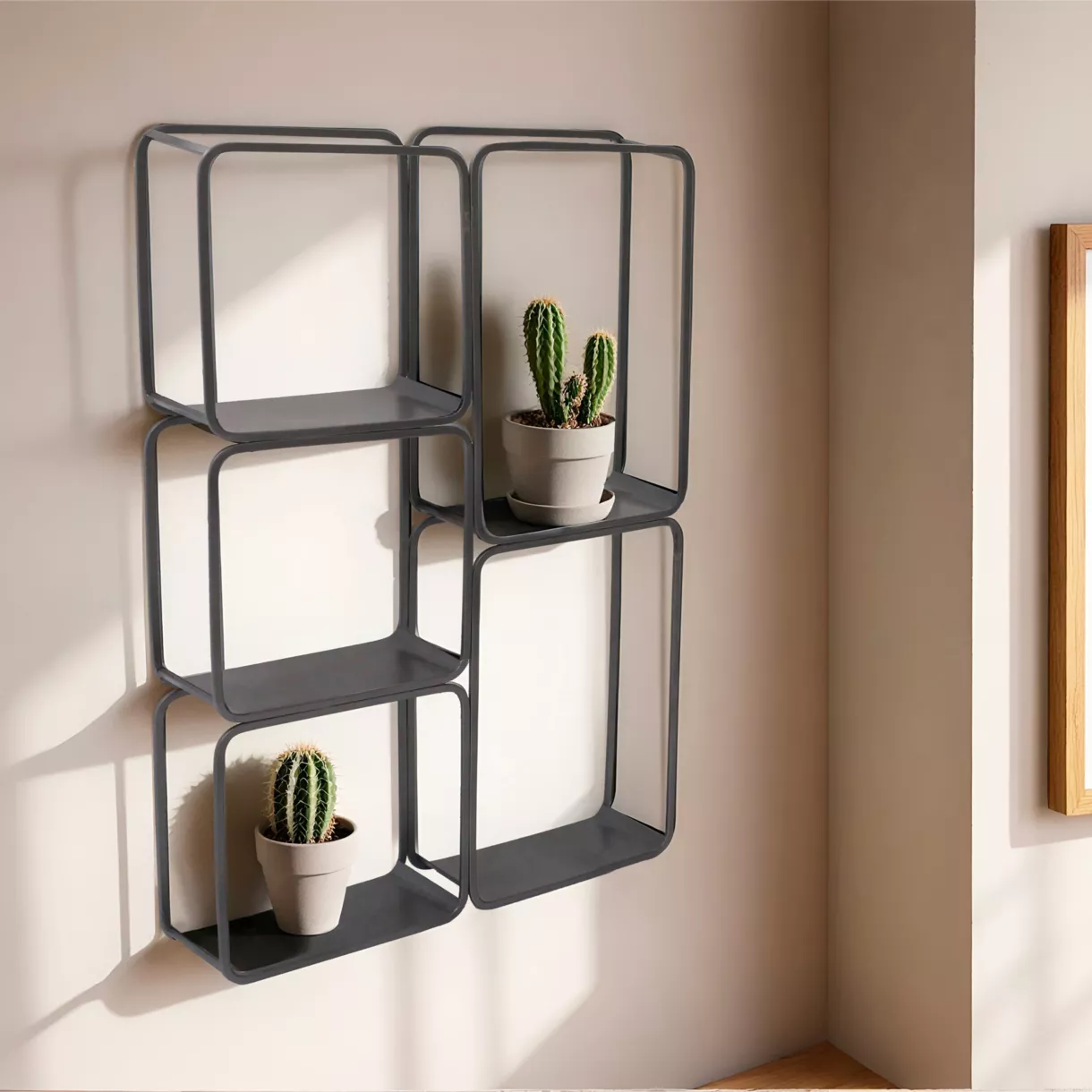 eminza Etagère murale en métal 5 niveaux (H 77cm) Rétro Gris anthracite