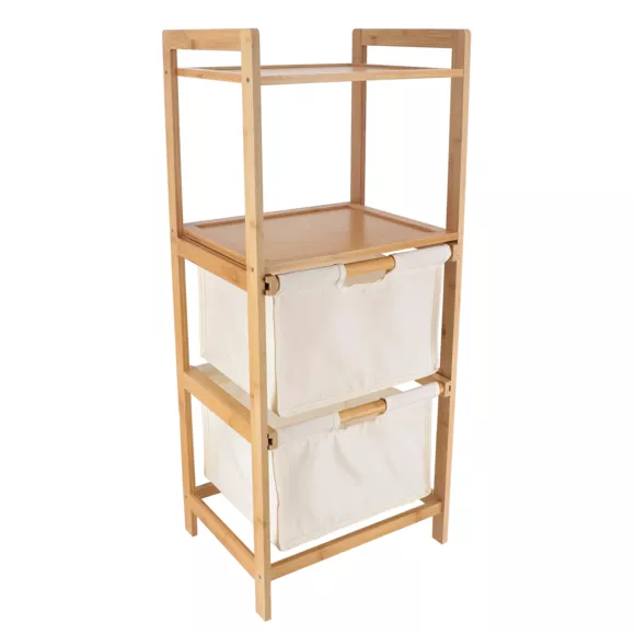 Eminza Etagère Salle De Bain Avec Paniers 3 Niveaux (H90 Cm) Purebamboo Ecru