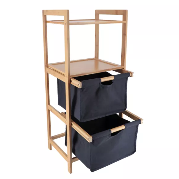 Eminza Etagère Salle De Bain Avec Paniers 3 Niveaux (H90 Cm) Purebamboo Noir