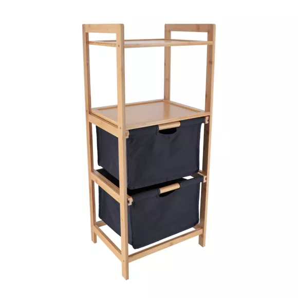 Eminza Etagère Salle De Bain Avec Paniers 3 Niveaux (H90 Cm) Purebamboo Noir