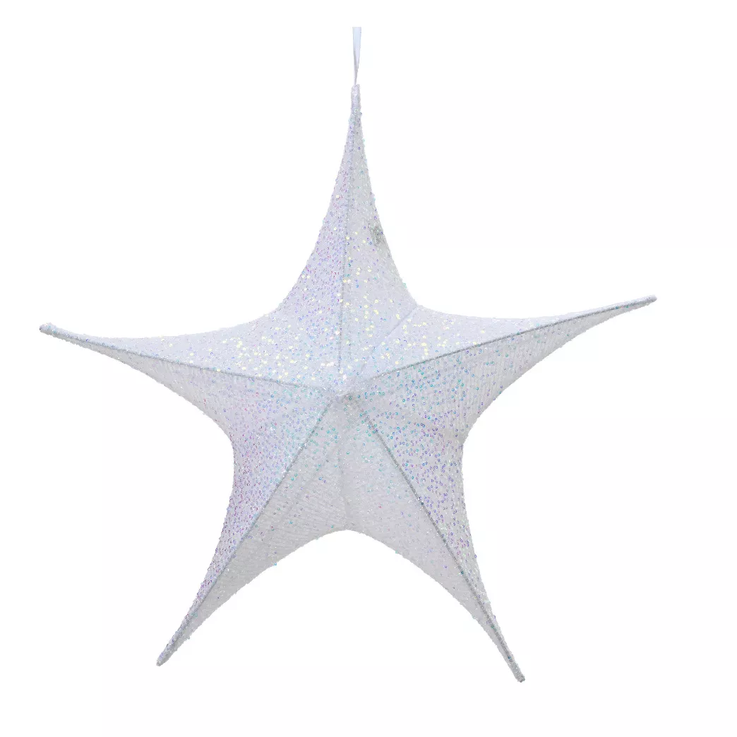 eminza Etoile de Noël à suspendre (D65 cm) Christmas pailleté Irisé