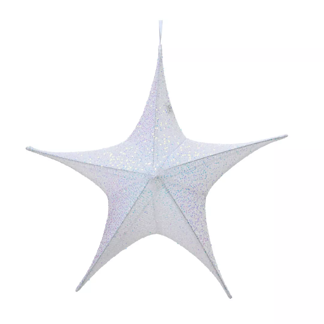 eminza Etoile de Noël à suspendre (D80 cm) Christmas pailleté Irisé