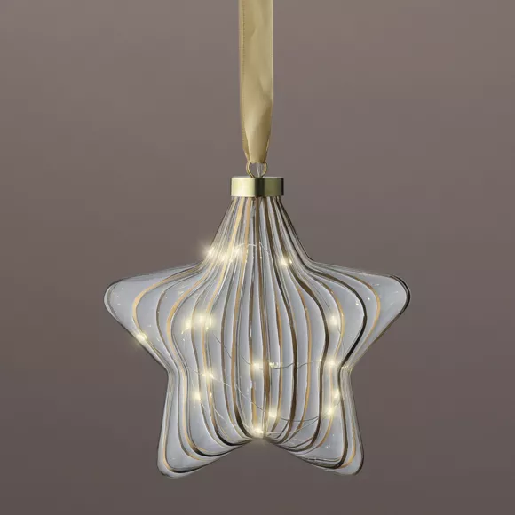 Eminza Étoile Lumineuse à Piles 15 LED (D20 Cm) Vintage Or/blanc Chaud