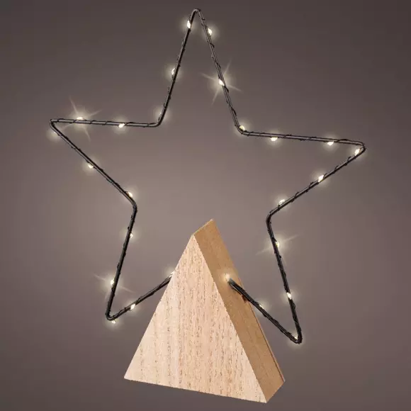 Eminza Étoile Lumineuse à Piles 27 LED (H30 Cm) Alpina Blanc Chaud