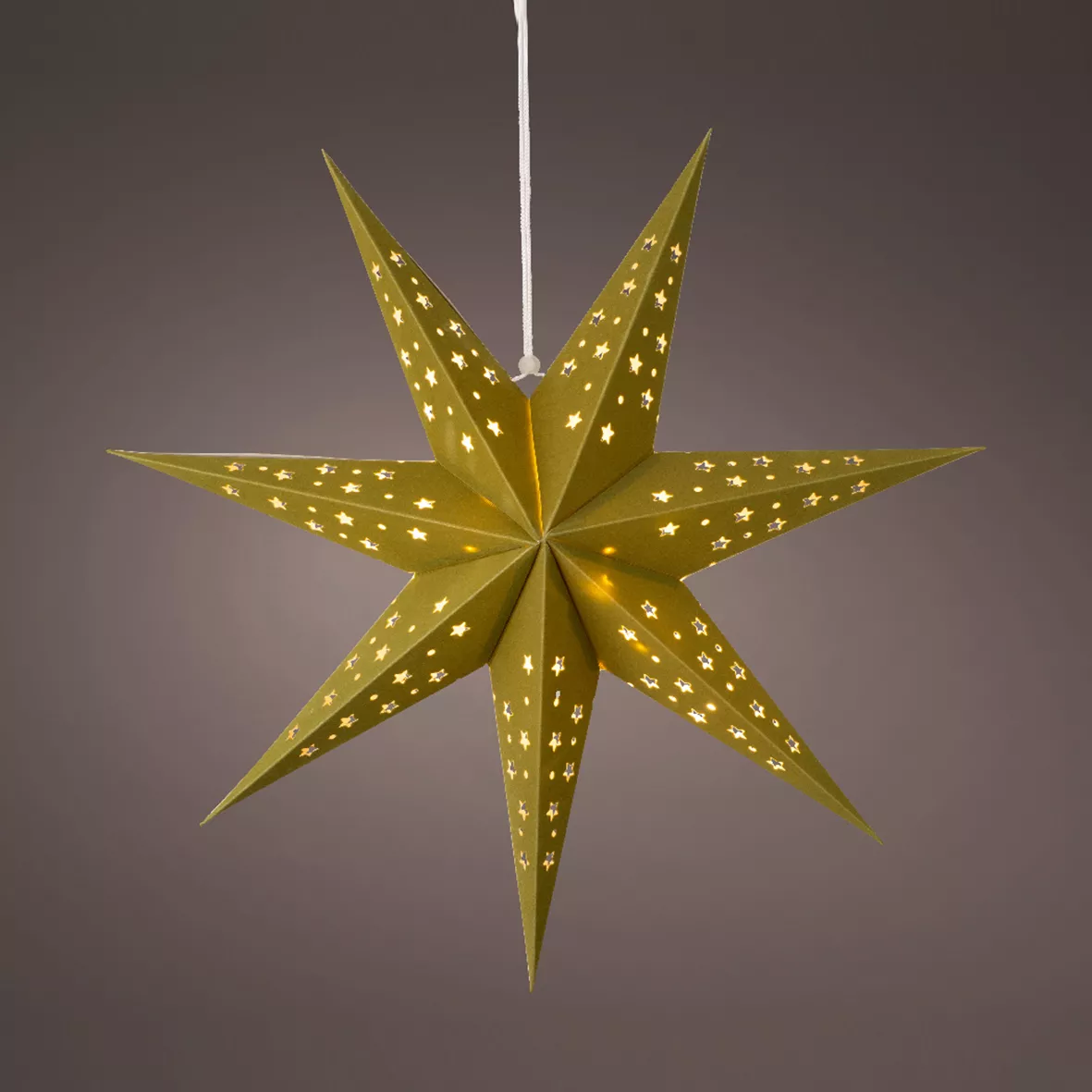 eminza Etoile lumineuse à suspendre (H40 cm) Origami Stella Vert et blanc chaud