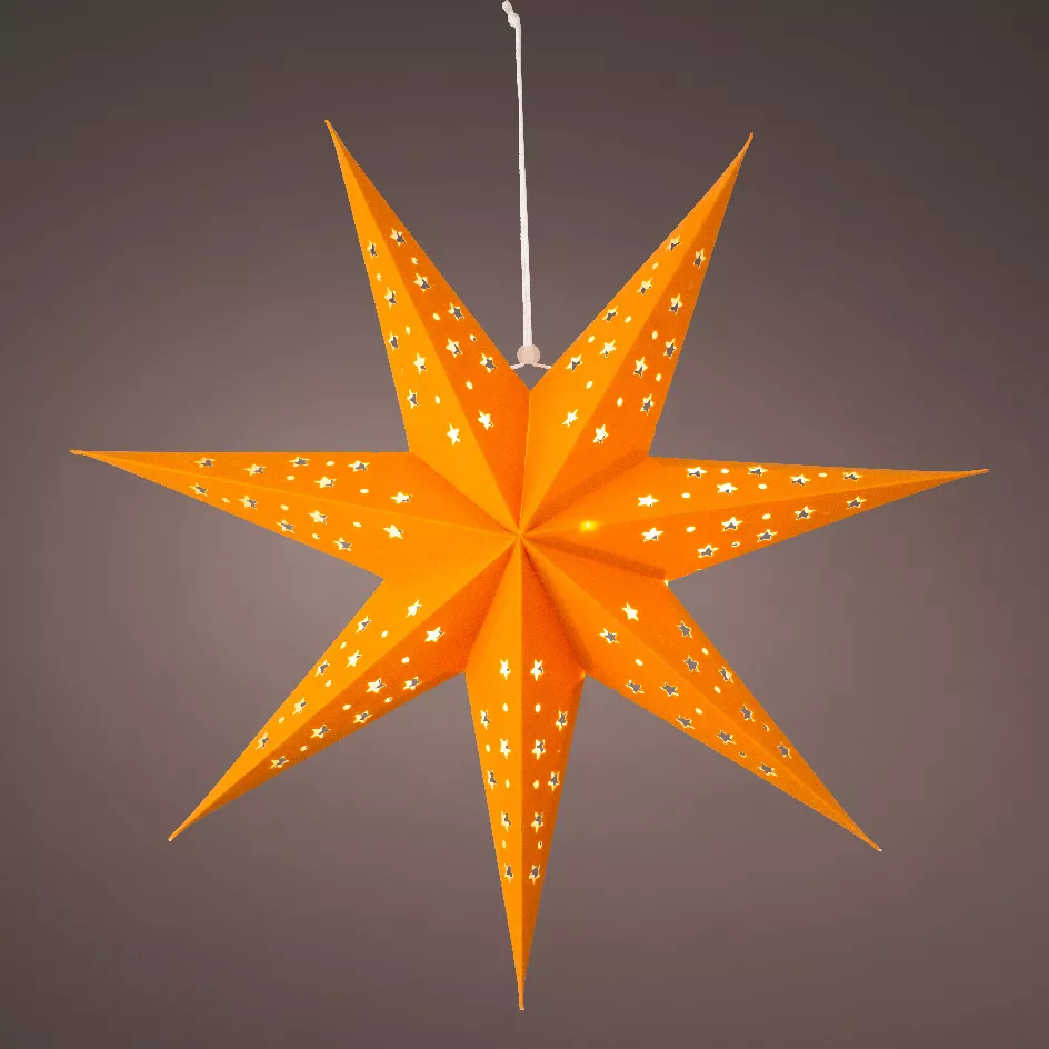 eminza Etoile lumineuse à suspendre (H40 cm) Origami Stella Ambre et blanc chaud